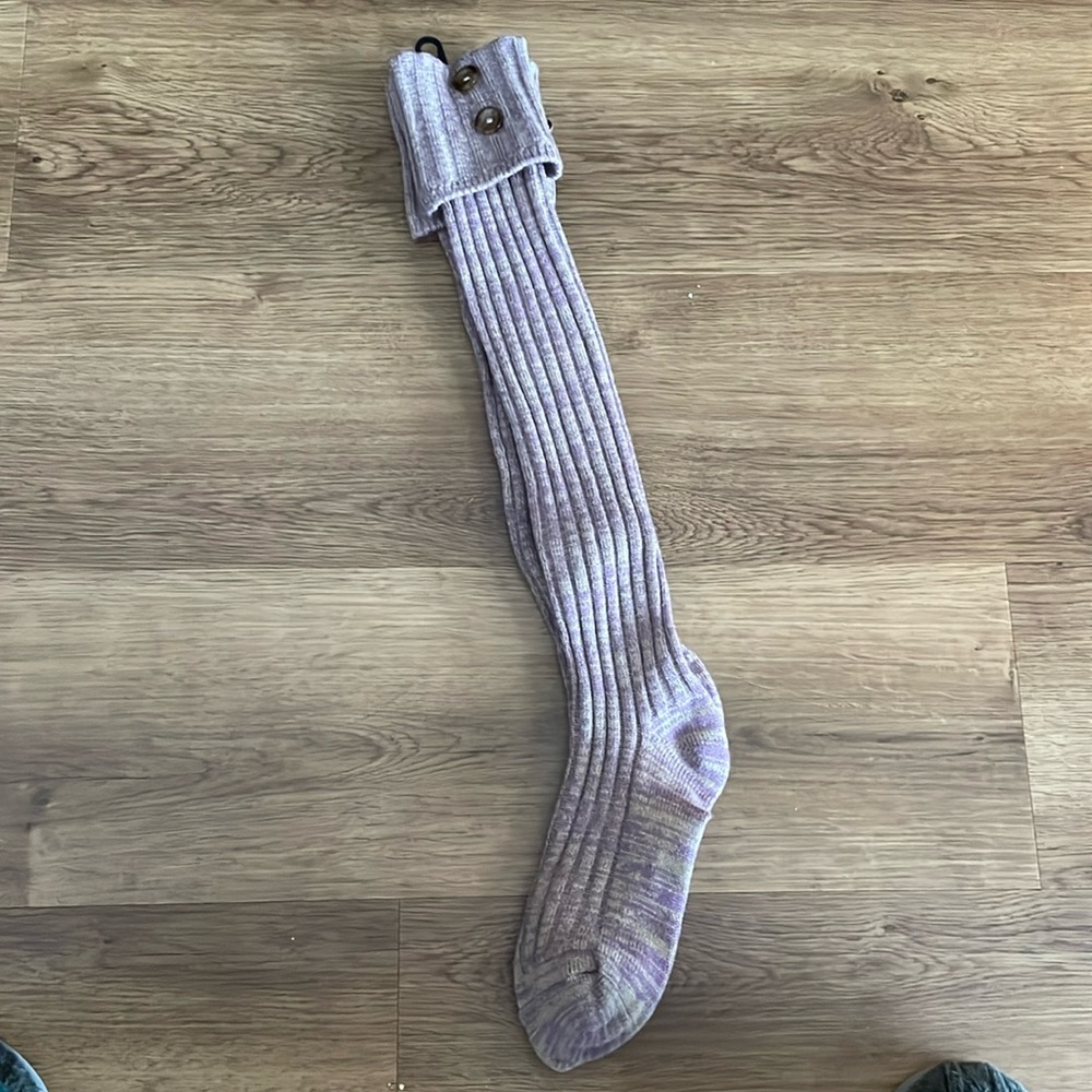 Noelle Purple Leg Warmers, Boot Sock Fold Over